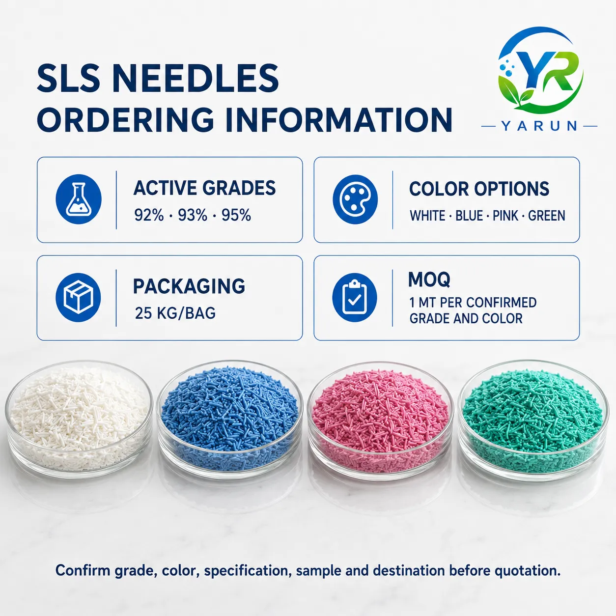 SLS Needles 92%, 93% and 95% – White and Colored Grades